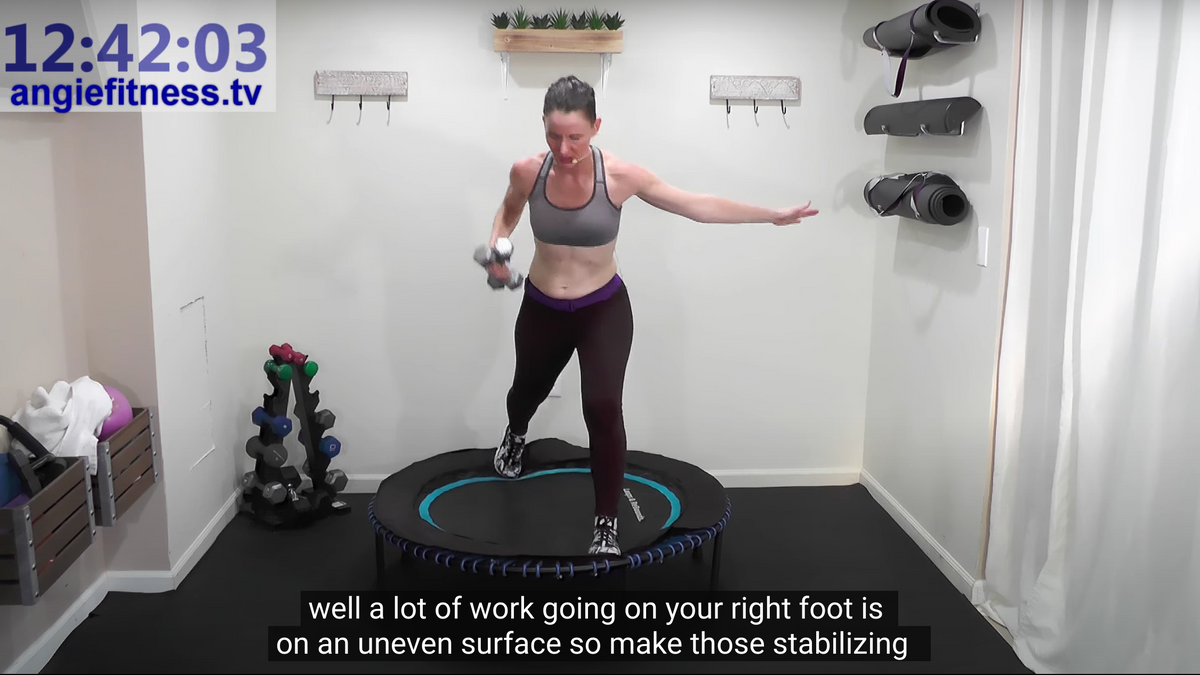 Rebounder Workout Using Dumbbells