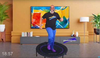 28 Minute TRAMPOLINE REBOUNDING WORKOUT SENIORS OR BEGINNERS thumbnail