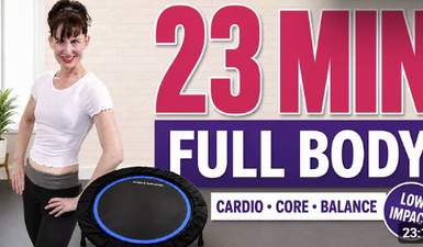 23 Min Full Body Rebounder Workout | Low Impact Cardio + Core thumbnail
