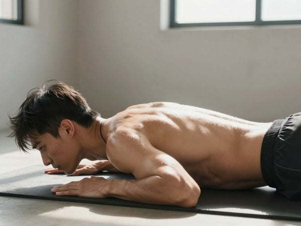 Person doing a core-strengthening plank exercise.