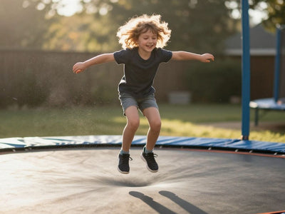 Person bouncing on a trampoline for health.