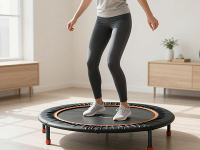 Beginner rebounding exercises on a mini-trampoline.