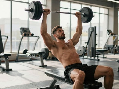 Man lifting weights in a gym.