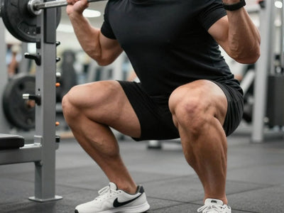 Person doing quad exercises in a gym.