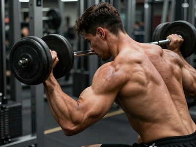 Man doing dumbbell rows for back strength.