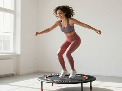 Beginner exercising on a mini trampoline