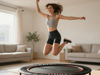 Woman jumping on a mini trampoline