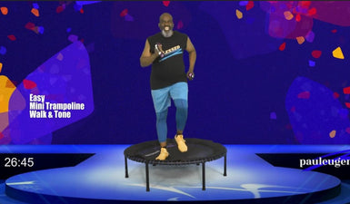 Easy Mini Trampoline Walk & Tone | Seated Stretch & Meditation | 35 Min thumbnail