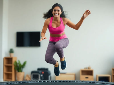 Shilpa Shetty jumping on a trampoline