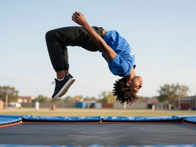 Beginner performing a trampoline backflip