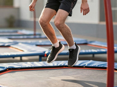 Person bouncing on a mini trampoline