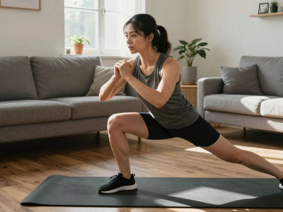 Person doing a lunge exercise at home for a full body workout.