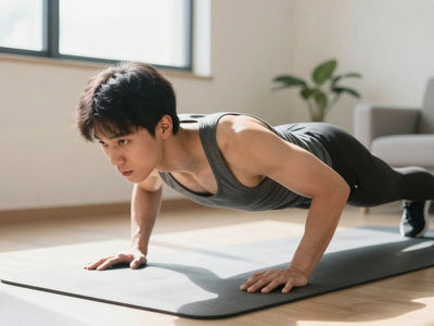 Person doing a core-strengthening plank exercise.