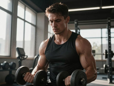 Man lifting weights in a gym.