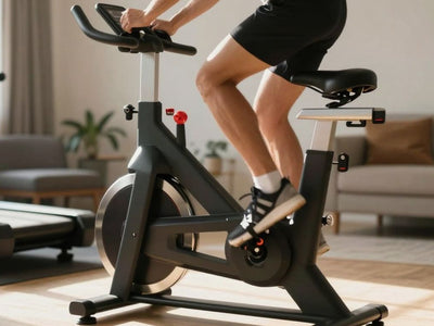 Home exercise bike during a fitness routine.