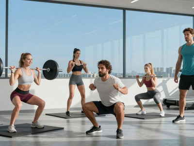 People exercising at Planet Fitness during summer.