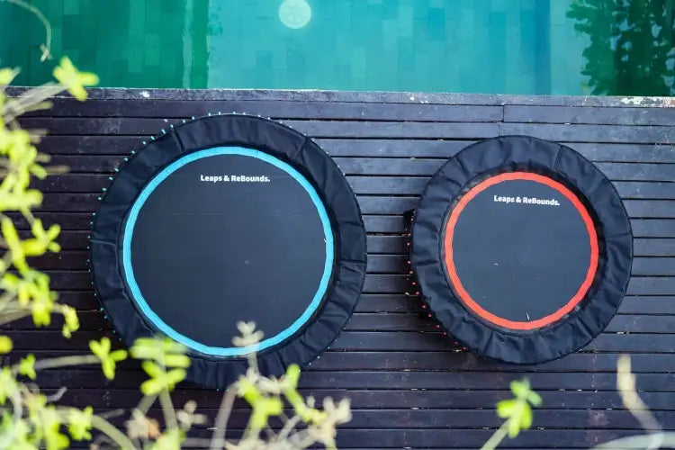 40 and 48 inch mini Trampoline | running rebounder | workout trampoline size comparison | Leaps and Rebounds