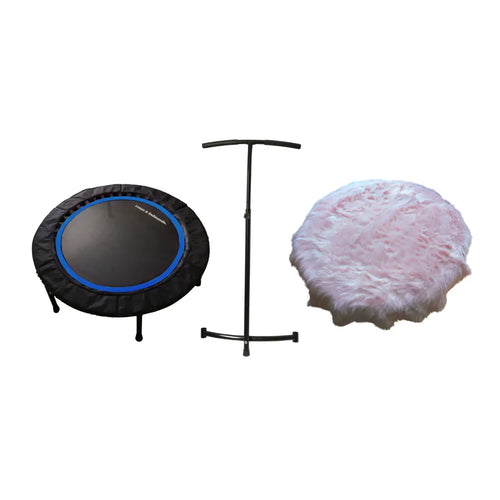 Blue Rebounder Stability bar and plush pink mat cover