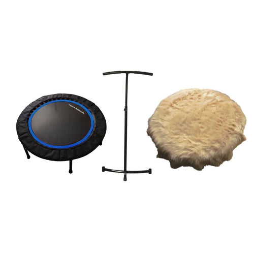 Blue Rebounder Stability bar and plush tan mat cover