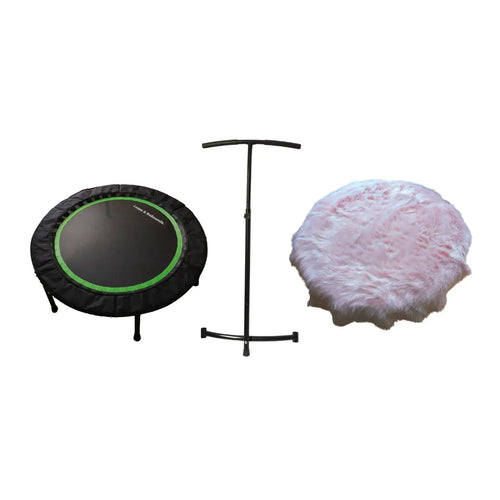 Green Rebounder Stability bar and plush pink mat cover