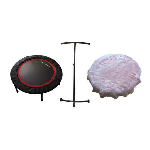 Red Rebounder Stability bar and plush pink mat cover