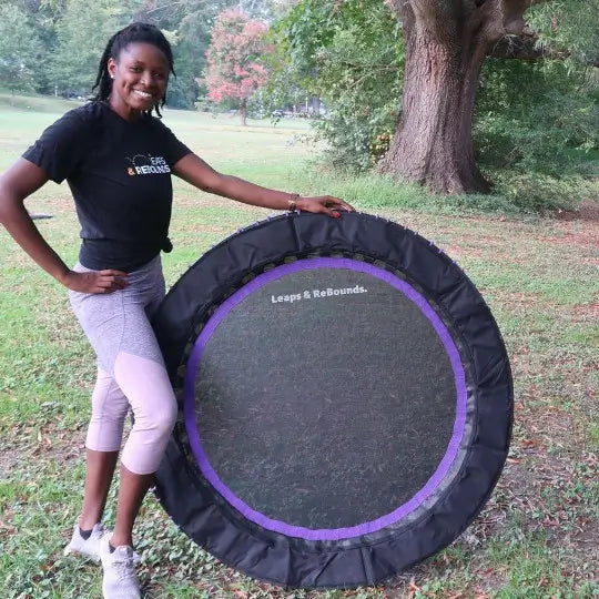 Customer bouncing on Leaps & Rebounds rebounder