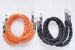orange and black resistance bands side by side