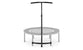 Small trampoline with safety handle on a white background