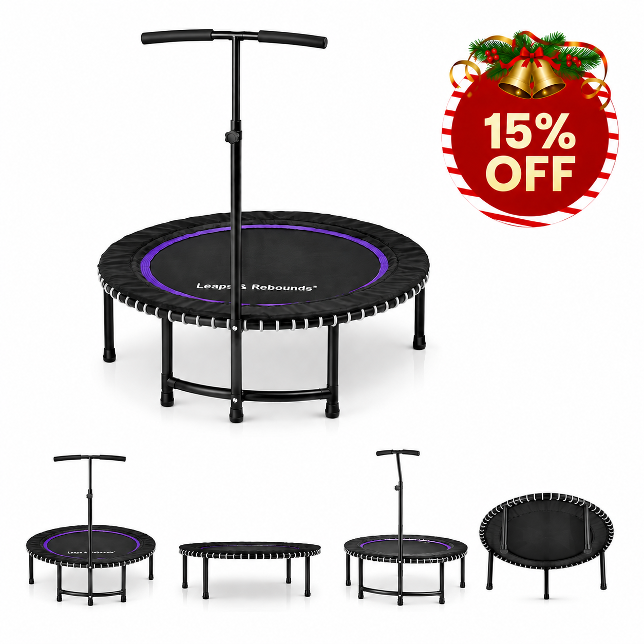 Leaps and Rebounds rebounder with handlebar plus variant shots and 15% OFF badge